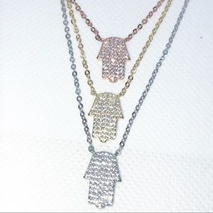 3 Pack Sterling Silver tri-color Hamsa Necklace